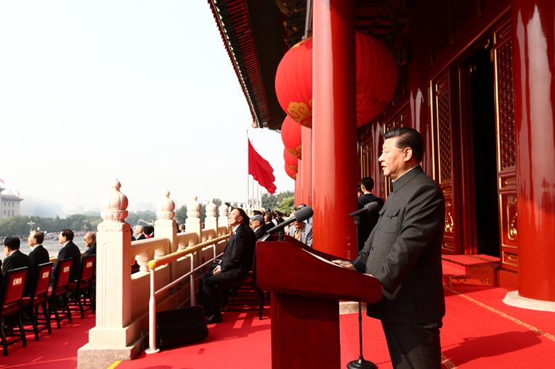 10月1日上午，慶祝中華人民共和國成立70周年大會在北京天安門廣場隆重舉行。中共中央總書記、國家主席、中央軍委主席習(xí)近平發(fā)表重要講話。