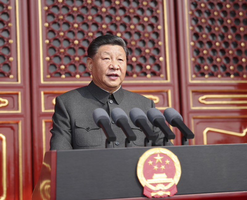 10月1日上午，慶祝中華人民共和國成立70周年大會在北京天安門廣場隆重舉行。中共中央總書記、國家主席、中央軍委主席習(xí)近平發(fā)表重要講話。